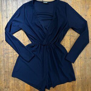 Missguided Navy Size Medium M Women's Romper Longsleeve